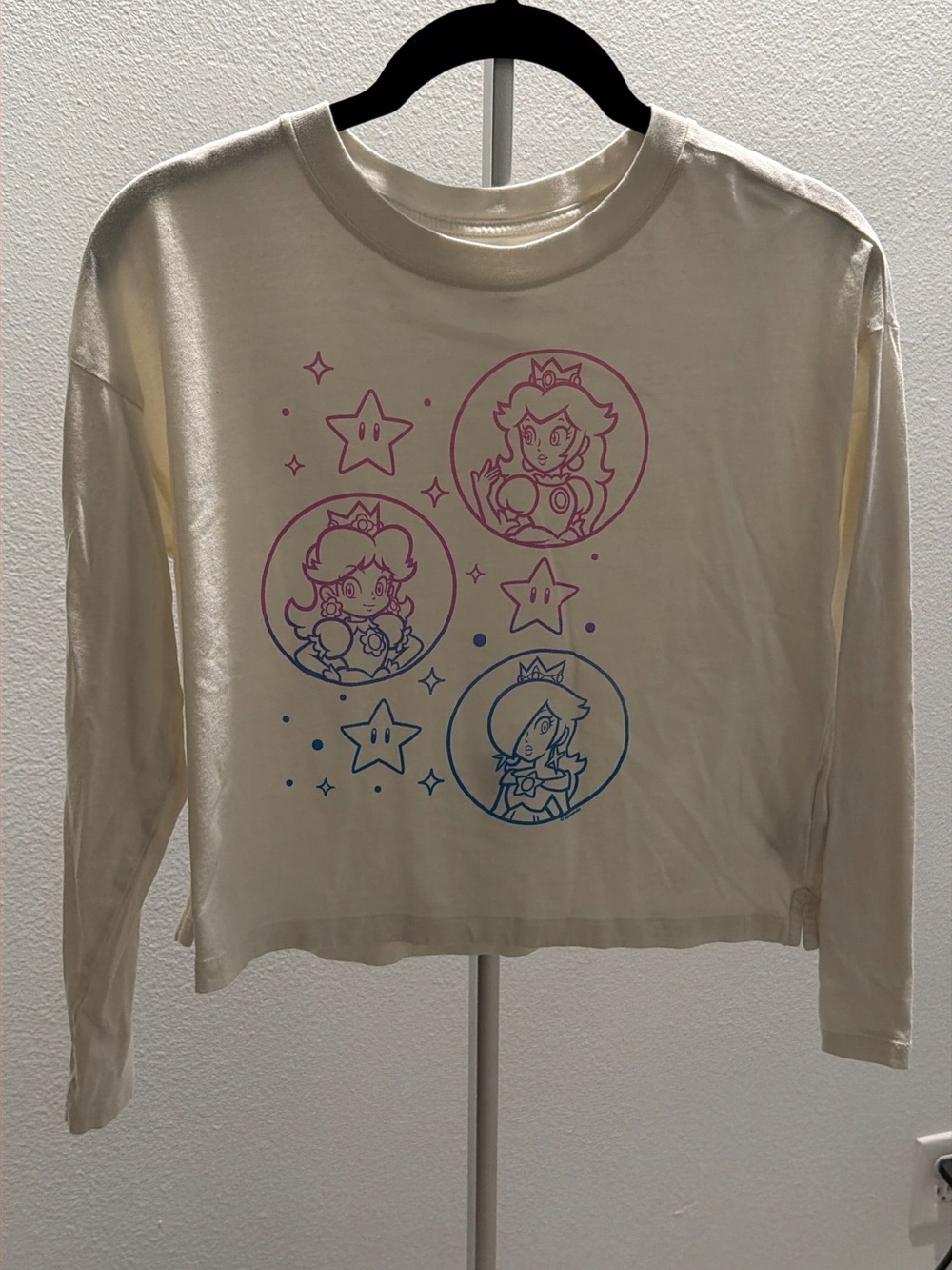GAP Cream Long-Sleeve Tee with Pink & Blue Character Circles
